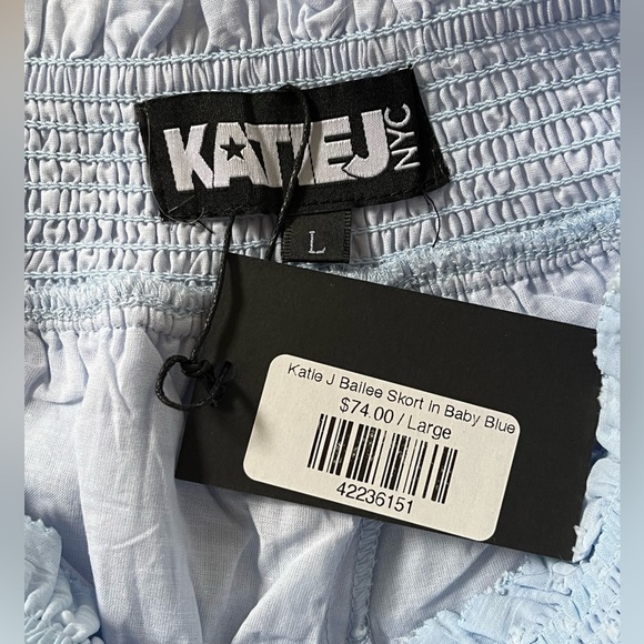 Katie J NYC Tween Bailee Skort Baby Blue Ruched Waist Ruffled Tiers Size L NWT - Picture 6 of 10